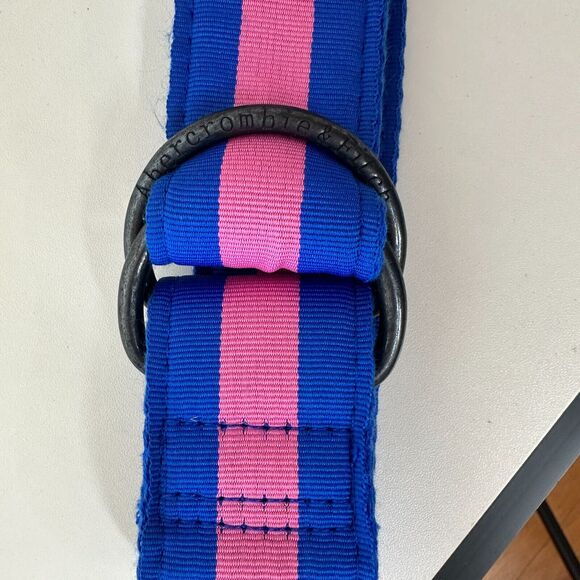 Abercrombie & Fitch Pink & Blue Stripe Canvas Belt Strap 28 - Picture 3 of 9